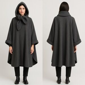 Branigan Weavers Vintage Gray Wool Cape Coat OS